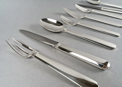 1924 Jean Puiforcat Cutlery Flatware Set Bayonne Sterling Silver 64 Pieces - Art Déco