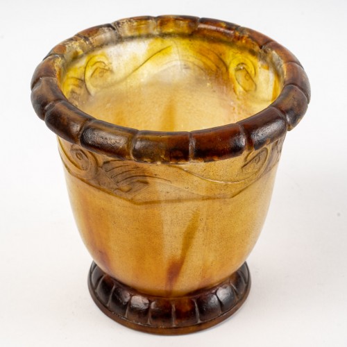 1929 Gabriel Argy Rousseau - Vase Cup Bowl Cameleon en Friste - Glass & Crystal Style Art Déco