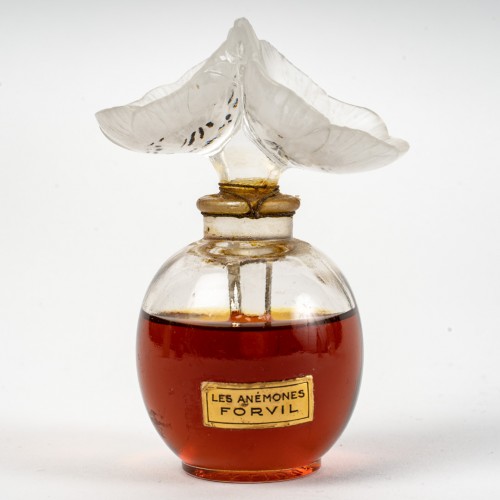 1929 René Lalique - Perfume Bottle les Anémones for Forvil - Glass & Crystal Style Art Déco