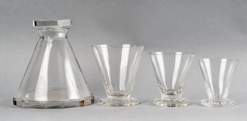 Art Déco - 1935 René Lalique Set Of Quincy Glasses - 37 Pieces (36 Glasses 1 Decanter)