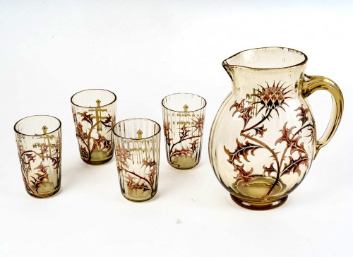 Emile Gallé - Orangeade Set Thistles 5 Pieces - Glass & Crystal Style Art nouveau