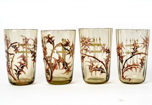 Glass & Crystal  - Emile Gallé - Orangeade Set Thistles 5 Pieces