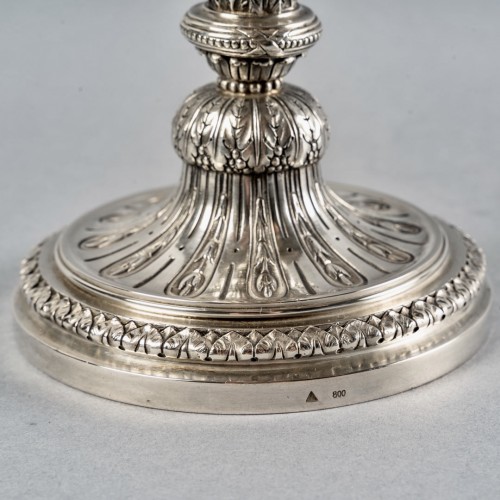 Antiquités - 1890 Wolfers - Paire de candélabres bougeoirs en argent massif