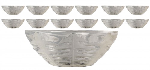 1924 René Lalique - Suite de 12 coupes Bols Pissenlit