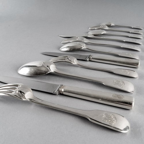 Puiforcat Cutlery Flatware Set Louvois &amp; Turenne Sterling Silver 162 Pieces - 