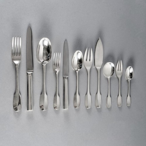 20th century - Puiforcat Cutlery Flatware Set Louvois &amp; Turenne Sterling Silver 162 Pieces