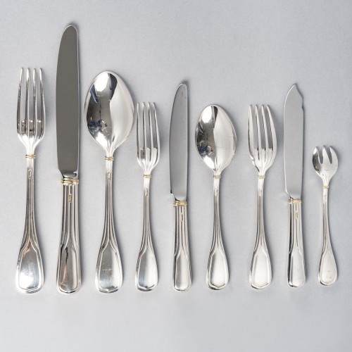 Antique Silver  - Cartier - Cutlery Flatware Set Must Silver Metal - 79 Pieces