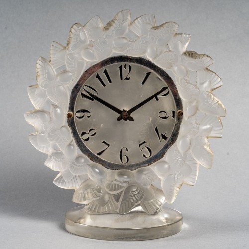 Antiquités - 1931 René Lalique - Pendule "Roitelets" mouvement mécanique Oméga