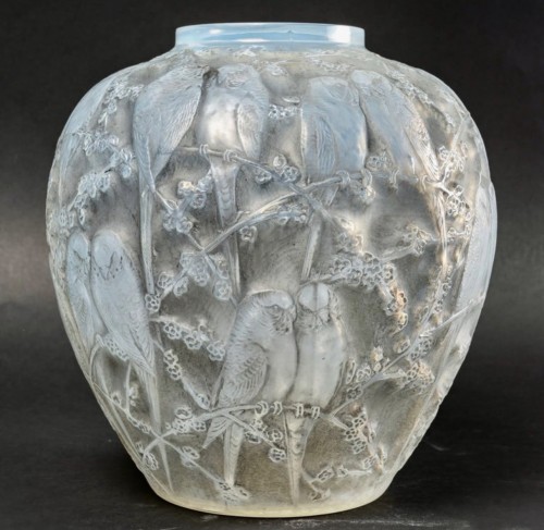 1919 René Lalique Vase Perruches - Glass & Crystal Style Art Déco