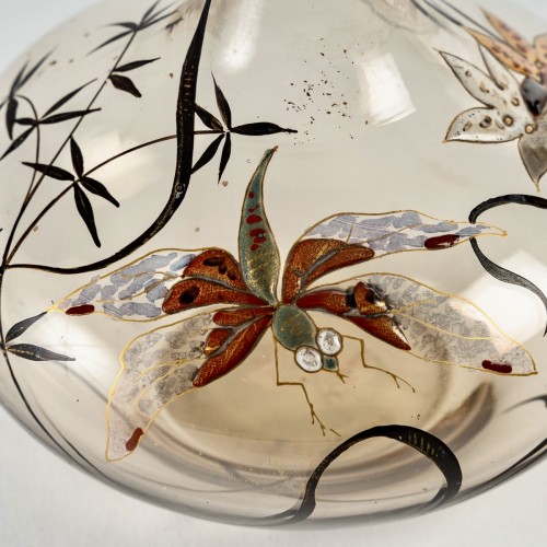 Glass & Crystal  - Emile Gallé - Vase Cristallerie Dragonfly And Flower