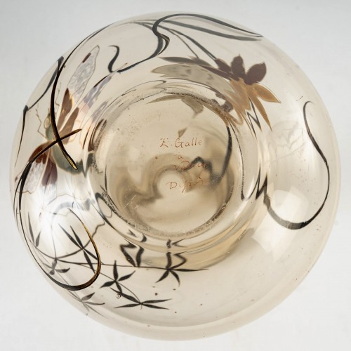 Emile Gallé - Vase Cristallerie Dragonfly And Flower - Art nouveau