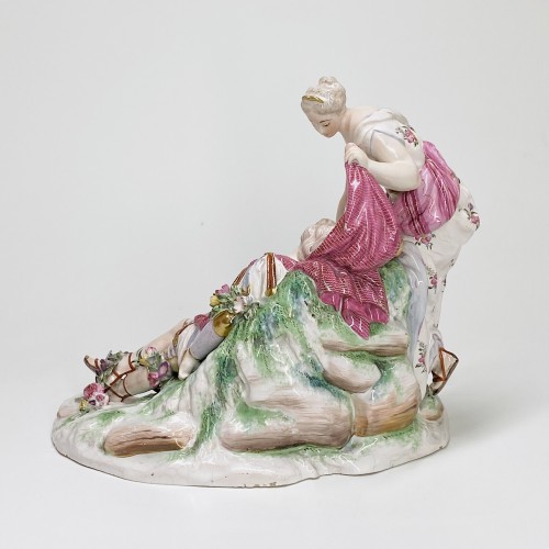 Groupe en faïence "Renaud et Armide endormi" - Niderviller XVIIIe siècle - Céramiques, Porcelaines Style Louis XVI