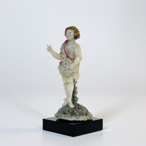 Art sacré, objets religieux  - Verre filé de Nevers représentant Saint Jean Baptiste - XVIIIe siècle