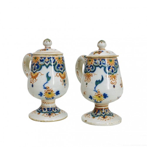 Pair of Delft earthenware mustard pots - Eighteenth century