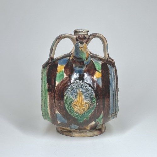 Glazed earthenware barrel from Saintonge bearing the coat of arms of France - Porcelain & Faience Style Renaissance