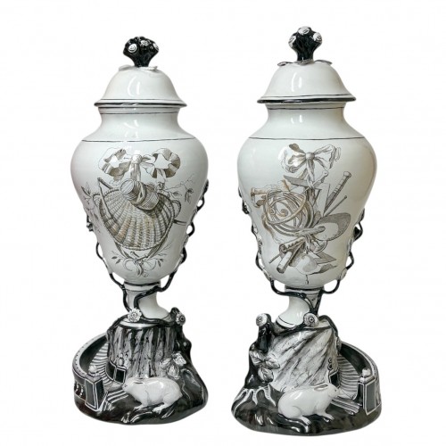 Pair of Marieberg Faience Vases, Sweden 18th Century