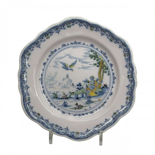 Moustiers faience plate with mythological decoration - Eighteenth Century
