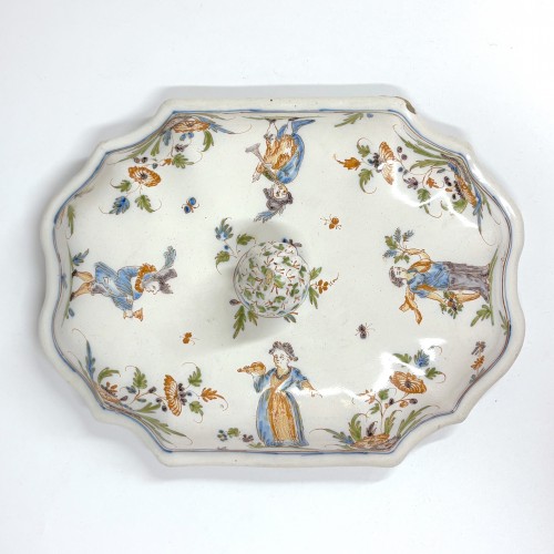 Porcelain & Faience  - Lyon Faience Tureen Circa 1750