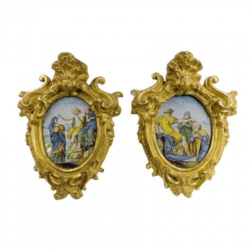 Pair of majolica plaques - Siena Bartholomeo Terchi 18th century