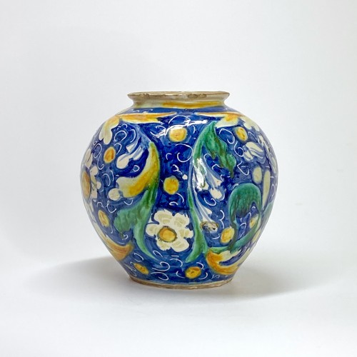 Sicilian majolica ball vase - Seventeenth century - Porcelain & Faience Style Louis XIV