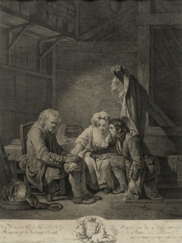 Antiquités - Groupe en faïence de Niderviller « L'aveugle trompé » d'après J.B Greuze