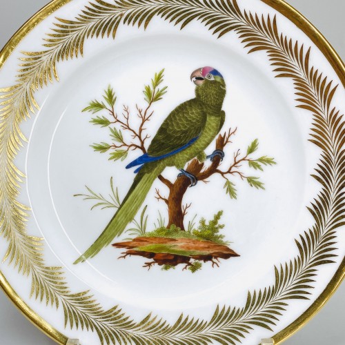 Six assiettes en porcelaine à décor d'oiseaux - Paris (Nast) début du XIXe siècle - Restauration - Charles X