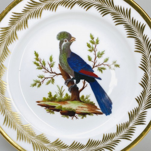Antiquités - Six assiettes en porcelaine à décor d'oiseaux - Paris (Nast) début du XIXe siècle