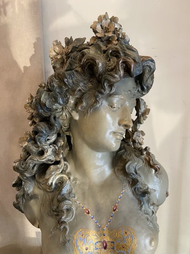Buste de jeune femme - A. E. Carrier Belleuse (1824- 1887) - Céramiques, Porcelaines Style 