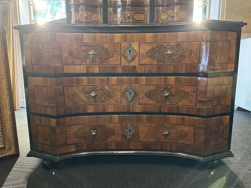 Grand cabinet deux corps en bois de placage, Allemagne XVIIIe siècle - Blue Antique - Enzo Gironi 