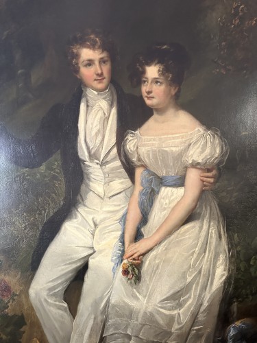 BELLOC Jean-Hilaire (1786-1866) - Jeune couple - Tableaux et dessins Style 