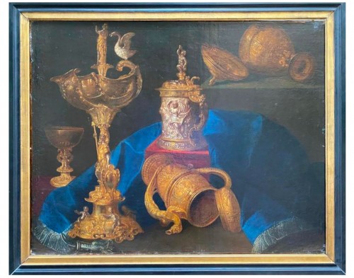 Meiffren Conte (1630 - 1705 ) - Still life with goldsmith&#039;s elements 