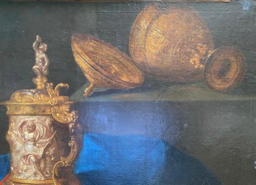 Meiffren Conte (1630 - 1705 ) - Nature Morte aux éléments d'Orfèvrerie  - Tableaux et dessins Style 