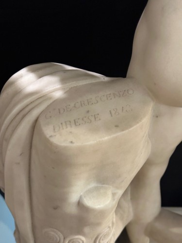 Sculpture Sculpture en Marbre - Gennaro de Crescenzo « bacchus et l’enfant » 1843