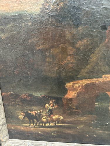 Antiquités - Suite de quatre paysages animés, école italienne du XVIIIe siècle