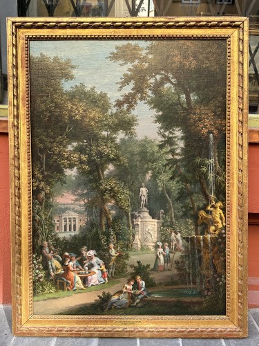 Paire de paysages animés, attribué à COLOMBO Giovanni Battista (1717 - 1793) - Tableaux et dessins Style 