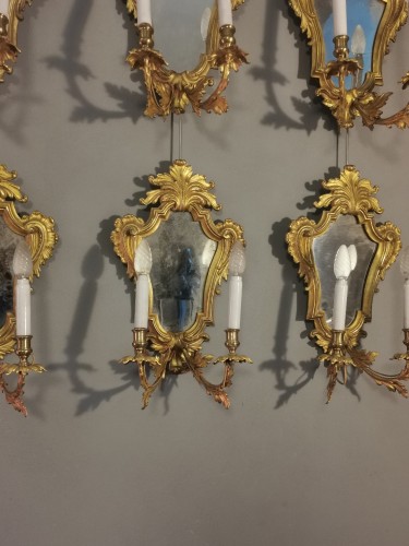 Ensemble de 18 miroirs d'applique en bronze doré fin XIXe siècle - Luminaires Style Napoléon III