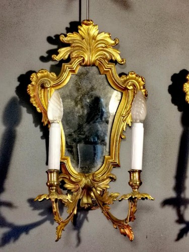 Luminaires Appliques - Ensemble de 18 miroirs d'applique en bronze doré fin XIXe siècle
