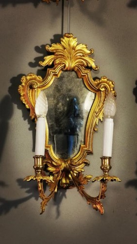 Ensemble de 18 miroirs d'applique en bronze doré fin XIXe siècle - Napoléon III