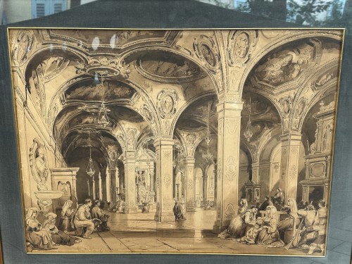 Vianelli Achille (1803 - 1894)  - Dôme de Salerno 1860 - Tableaux et dessins Style 