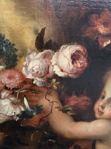  - Vénus et Amours tenant guirlandes de fleurs - 17e siècle, Attribué à PIOLA Domenico (1627-1703)