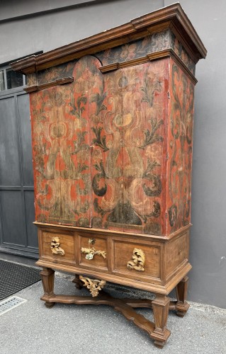 Cabinet ou meuble de présentation du XVIIIe siècle en bois laqué et bois naturel  - Blue Antique - Enzo Gironi 