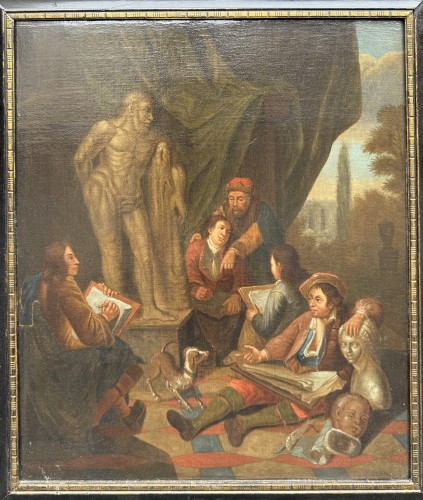 Le cours de dessin, fin XVIIe siècle  - Tableaux et dessins Style 