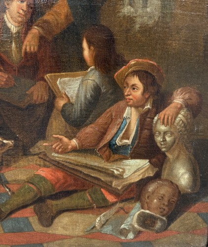 Tableaux et dessins Tableaux XVIIe siècle - Le cours de dessin, fin XVIIe siècle 