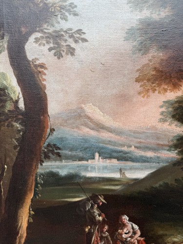 Paysage animé à la cascade - École Italienne du XVIIIe siècle attribué à V. A. Cignaroli (1730-1800) - Blue Antique - Enzo Gironi 