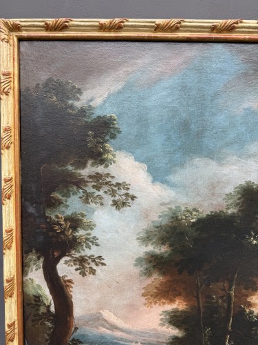 Paysage animé à la cascade - École Italienne du XVIIIe siècle attribué à V. A. Cignaroli (1730-1800) - 