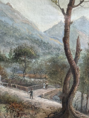  - Pysage animé à la rivière, Gouache du XVIIIe siècle