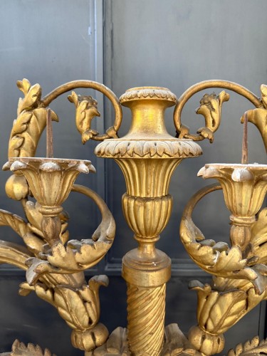 Antiquités - Paire de candélabres du XVIIIe siècle en bois doré 