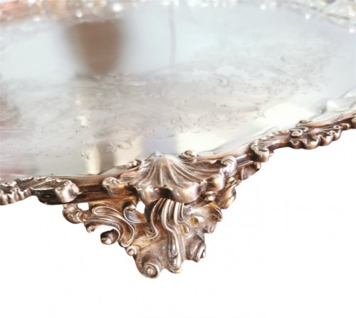 19th century - Large 19th century silver tray stamped Hunt &amp; Roskell Late Storr &amp; Mortimer