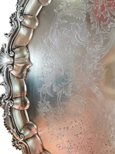 Large 19th century silver tray stamped Hunt &amp; Roskell Late Storr &amp; Mortimer - 
