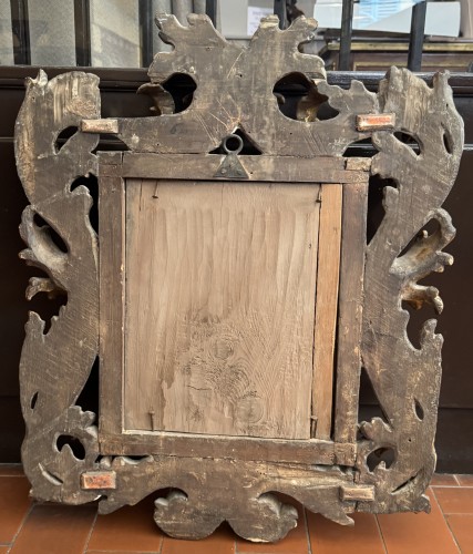 Miroir Italien en bois sculpté et doré, XVIIe siècle - Miroirs, Trumeaux Style 